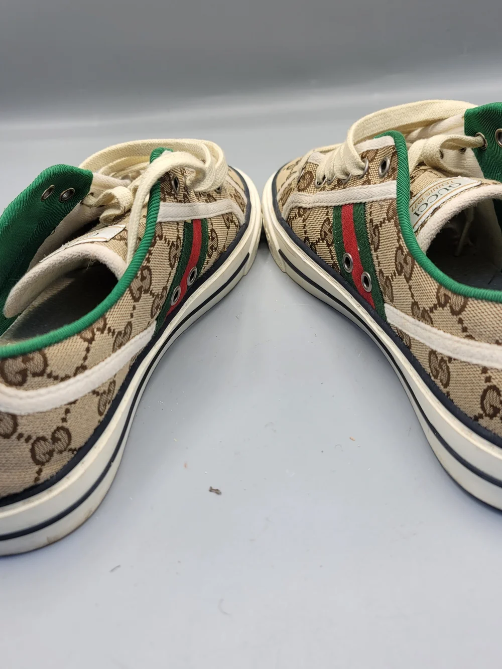 Gucci Tennis 1977 Web GG Monogram Mens Beige White Sneakers